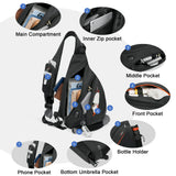 TUDEQU Sling Bag for Women,8 Pockets Sling Bag One Strap Small Crossbody Backpack for Women,19L Sling Backpack Travel Hiking Outdoor Walking Daypack