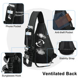 TUDEQU Sling Bag for Women,8 Pockets Sling Bag One Strap Small Crossbody Backpack for Women,19L Sling Backpack Travel Hiking Outdoor Walking Daypack