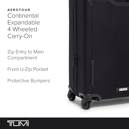 TUMI - Aerotour 4 Wheel Expandable Luggage - Men's and Women's Lightweight Business and Leisure Travel Suitcase - 21.75" Continental Expandable Carry-On, Black