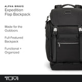 TUMI - Alpha Bravo Expedition Flap Backpack - Large Carry On Backpack - 21.0" X 12.5" X 7.5" - Fits up to 17" Laptop - Black
