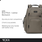 TUMI - Alpha Brief Pack - Men's and Women's Work and Travel Laptop Backpack with Padded Adjustable Strap - Fits Up to 15" Screen - Grey Alloy