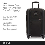 TUMI - Alpha Dual Access Expandable Carry - On Luggage - Zipper Expansion - Durable Ballistic Nylon Lightweight Suitcase - TSA Lock Tracer - Dark Black