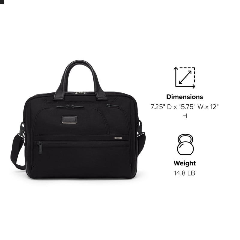 TUMI - Alpha Medium 15" Expansion Laptop Briefcase - Professional Briefcase for Commute or Travel - Padded Compartment Fits up to 15" Screen - Black