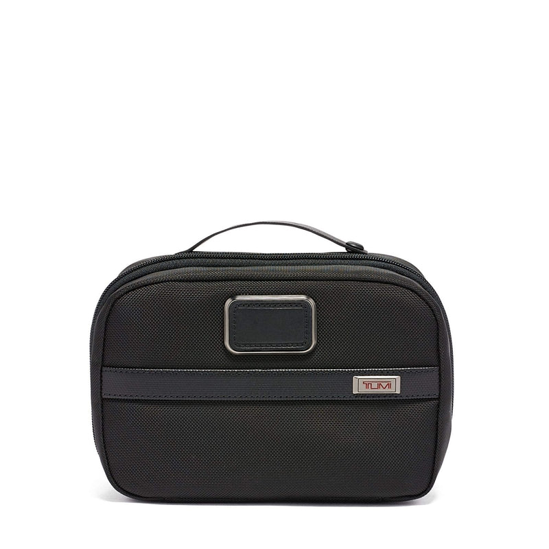 TUMI Alpha Split Travel Kit - Compact Toiletry Bag for Men & Women - Features Removable Leather Handle & 3 Zip Pockets - Black
