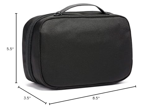 TUMI Alpha Split Travel Kit - Compact Toiletry Bag for Men & Women - Features Removable Leather Handle & 3 Zip Pockets - Black