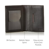 TUMI - Delta L - Fold Wallet with RFID Lock - Slim Bifold Leather Wallet - ID Window & Card Slots - Premium Gift Box - 4" x 3" - Black
