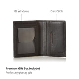 TUMI - Delta L - Fold Wallet with RFID Lock - Slim Bifold Leather Wallet - ID Window & Card Slots - Premium Gift Box - 4" x 3" - Black