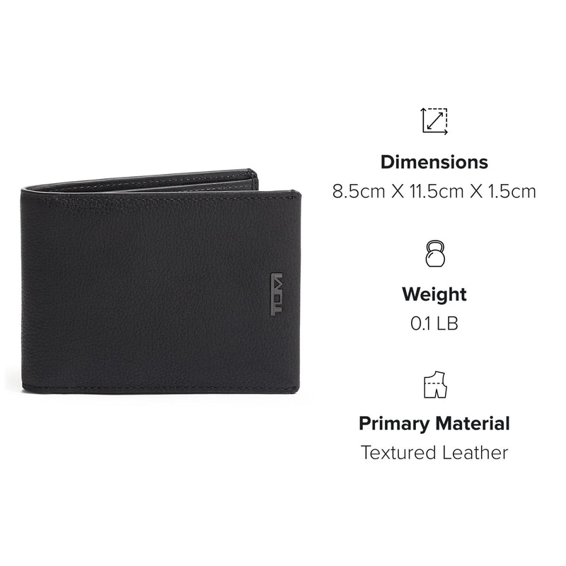 TUMI - Nassau Double Billfold Wallet - Men's Premium Leather Card Holder - RFID Protection - Smooth Black Leather