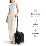 TUMI - Voyageur Leger 4 Wheeled Luggage - Women's Lightweight and Spacious, Sleek Silhouette, Durable Premium Suitcase - 16" Compact Carry - On, Black with Gold Hardware