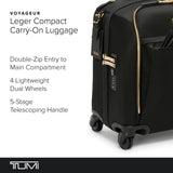 TUMI - Voyageur Leger 4 Wheeled Luggage - Women's Lightweight and Spacious, Sleek Silhouette, Durable Premium Suitcase - 16" Compact Carry - On, Black with Gold Hardware