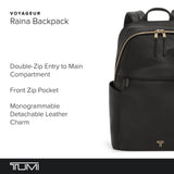 TUMI - Voyageur Raina Backpack - Women's Premium Leather Backpack - Everyday Bag with Phone Pocket & Laptop Compartment - Black, Light Gold Hardware