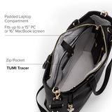 TUMI - Voyageur Vail Leather Tote - Women's Lightweight, Multipurpose, Everyday Bag with Crossbody Strap and Laptop Storage - North/South, Black with Light Gold Hardware