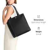 TUMI - Voyageur Vail Leather Tote - Women's Lightweight, Multipurpose, Everyday Bag with Crossbody Strap and Laptop Storage - North/South, Black with Light Gold Hardware
