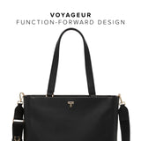 TUMI - Voyageur Vail Leather Tote - Women's Lightweight, Multipurpose, Everyday Bag with Crossbody Strap and Laptop Storage - North/South, Black with Light Gold Hardware
