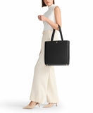 TUMI - Voyageur Vail Leather Tote - Women's Lightweight, Multipurpose, Everyday Bag with Crossbody Strap and Laptop Storage - North/South, Black with Light Gold Hardware