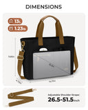 Tuwubi Canvas Tote Bag for Women, Black Tote Purse Crossbody Travel Bag with Zipper Laptop Individual Compartment Shoulder Handbags for Work College Teacher Nurse Gift (Black)