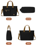 Tuwubi Canvas Tote Bag for Women, Black Tote Purse Crossbody Travel Bag with Zipper Laptop Individual Compartment Shoulder Handbags for Work College Teacher Nurse Gift (Black)