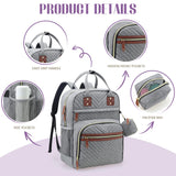 Tuwubi Diaper Bag Backpack, Baby Essentials Travel Tote Bag, Multi function Waterproof Backpacks, Travel Essentials with Stroller Straps & Pacifier Case - Grey