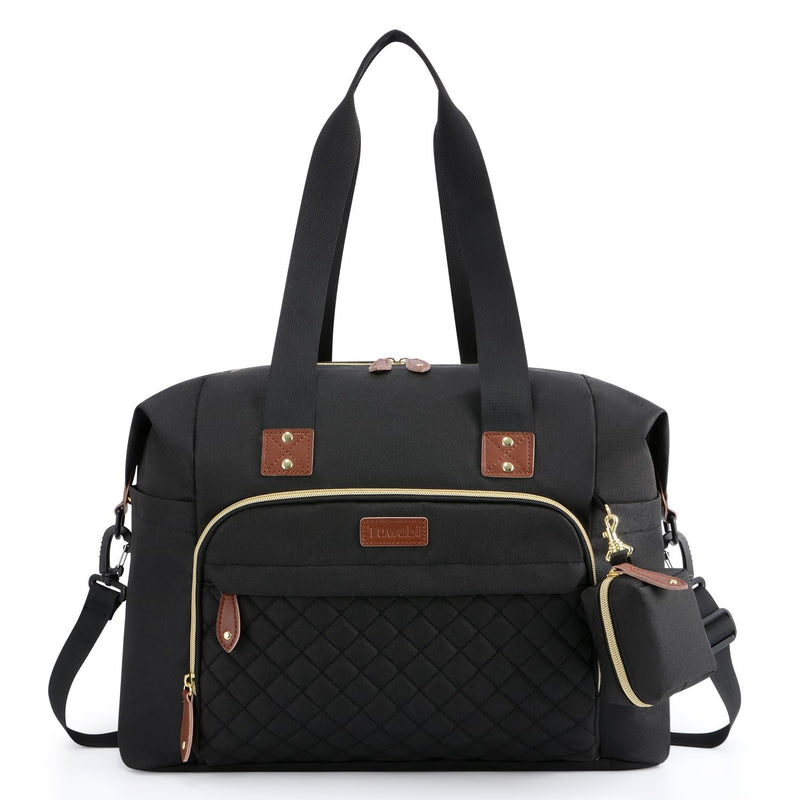 Tuwubi Diaper Bag Tote,Baby Diaper Bag with Pacifier Case Large Travel Diaper Tote Caddy for Mom and Dad Multifunction Large Baby Bag - M - Black