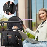 Tuwubi Diaper Bag Tote,Baby Diaper Bag with Pacifier Case Large Travel Diaper Tote Caddy for Mom and Dad Multifunction Large Baby Bag - M - Black
