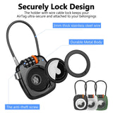 TUXON Compatible with Apple AirTag Secure Lock with Wire Cable, 3 - Digit Combination Luggage Locks, Alloy Body Ultra Durable Anti - Lost Protective Case for Luggage, Bags, Suitcase, and Backpacks (BLACK)