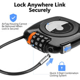 TUXON Compatible with Apple AirTag Secure Lock with Wire Cable, 3 - Digit Combination Luggage Locks, Alloy Body Ultra Durable Anti - Lost Protective Case for Luggage, Bags, Suitcase, and Backpacks (BLACK)