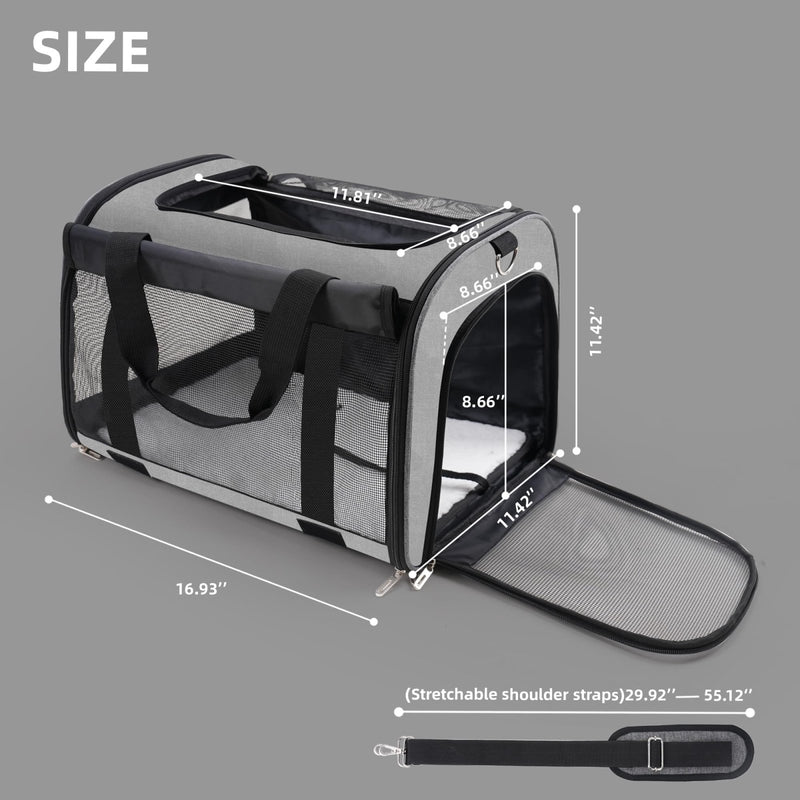 TWDEPART Cat Carrier Backpack - Multifunctional, Firm & Foldable with Roll - Up Shade, Breathable Design Includes Collapsible Bowl & Cushion (Grey)