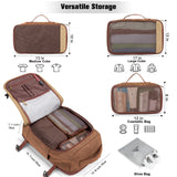 Tzowla 40L Canvas Expandable Travel Laptop Backpack for Men Women Carry on Flight Approved,Large Capacity Anti Theft Backpacks,Vintage Personal Item Bag Fit 17.3" Laptop(Brown & Khaki)