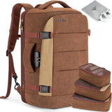 Tzowla 40L Canvas Expandable Travel Laptop Backpack for Men Women Carry on Flight Approved,Large Capacity Anti Theft Backpacks,Vintage Personal Item Bag Fit 17.3