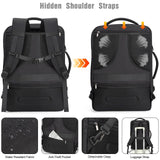 Tzowla 40L Expandable Travel Laptop Backpack for Men Women Carry on Flight Approved,Large Capacity Anti Theft Backpacks with Giant Tumbler Holder Pocket,Personal Item Bag Fit 17.3" Computer（Black