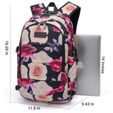 Tzowla Business Laptop Backpack Water Resistant Anti - Theft with USB Charging Port and Lock 15.6 Inch Computer Backpacks for Men, Women, Casual Hiking Travel Daypack (Flower)