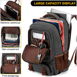 Tzowla Canvas Laptop Backpack, Bag for Men Women,Travel Work Rucksack Fits 15.6 Inch Laptop, Large Capacity Bookbag(Dark Grey)