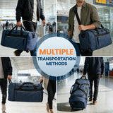 Uarition 80L Foldable Rolling Duffle Bag with Wheels, 28” Large Duffle Bag for Travel, Carry On Luggage Duffel Bag for Traveling/Camping/Moving, Water Resistant, Blue