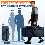 Uarition 80L Foldable Rolling Duffle Bag with Wheels, 28” Large Duffle Bag for Travel, Carry On Luggage Duffel Bag for Traveling/Camping/Moving, Water Resistant, Blue