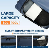 Uarition 80L Foldable Rolling Duffle Bag with Wheels, 28” Large Duffle Bag for Travel, Carry On Luggage Duffel Bag for Traveling/Camping/Moving, Water Resistant, Blue