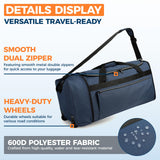 Uarition 80L Foldable Rolling Duffle Bag with Wheels, 28” Large Duffle Bag for Travel, Carry On Luggage Duffel Bag for Traveling/Camping/Moving, Water Resistant, Blue