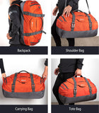 Ubon Duffel Backpack Bag Weekender Bags with Padded Straps for Travel Gym Sports (Orange,65L)