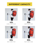 Ubon Duffel Backpack Bag Weekender Bags with Padded Straps for Travel Gym Sports (Orange,65L)