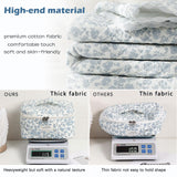 uekeboag Large Travel Quilted Makeup Bag for Women, Floral Cotton Cosmetic Bag, Coquette Aesthetic Floral Toiletry Organizer Bag (01Lithtblue - flower)