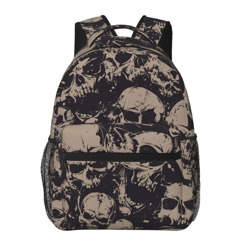 UEQIKI Retro Skull Lightweight Travel Backpack With Zipped Front Pocket Printed Laptop Bag Fashion Casual Daypack For Work, Hiking, Camping Unisex