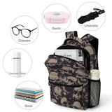 UEQIKI Retro Skull Lightweight Travel Backpack With Zipped Front Pocket Printed Laptop Bag Fashion Casual Daypack For Work, Hiking, Camping Unisex