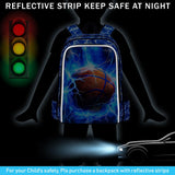 UFNDC 3PCS Kids Basketball Backpack, Boys Lightning School Bag with Lunch Box, 17" Water Resistant Bookbag for Teenagers Elementary Middle