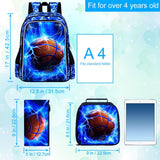 UFNDC 3PCS Kids Basketball Backpack, Boys Lightning School Bag with Lunch Box, 17" Water Resistant Bookbag for Teenagers Elementary Middle