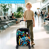 UFNDC Lightweight Hardshell Spinner Kids Suitcase Set 2PCS with Wheels - Airplane Approved Carry - On Luggage for Boys & Children Ages 3 - 10, Fun Game Rolling Suitcases for Elementary Toddler Travel