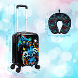 UFNDC Lightweight Hardshell Spinner Kids Suitcase Set 2PCS with Wheels - Airplane Approved Carry - On Luggage for Boys & Children Ages 3 - 10, Fun Game Rolling Suitcases for Elementary Toddler Travel