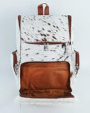 UGFashions Cowhide Backpack Hair On Knapsack Shoulder Travel Bag Backpack Leather Western Diaper Bag Brown & White
