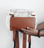 UGFashions Cowhide Backpack Hair On Knapsack Shoulder Travel Bag Backpack Leather Western Diaper Bag Brown & White
