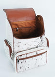 UGFashions Cowhide Backpack Hair On Knapsack Shoulder Travel Bag Backpack Leather Western Diaper Bag Brown & White