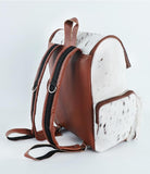 UGFashions Cowhide Backpack Hair On Knapsack Shoulder Travel Bag Backpack Leather Western Diaper Bag Brown & White