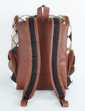 UGFashions Western Brown Patchwork Cowhide Leather Backpack - Everyday Travel Backpack - Genuine Leather Cow Print Checkered Diaper Bag